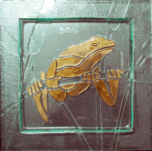 Laminated Frog  In Bullrushes